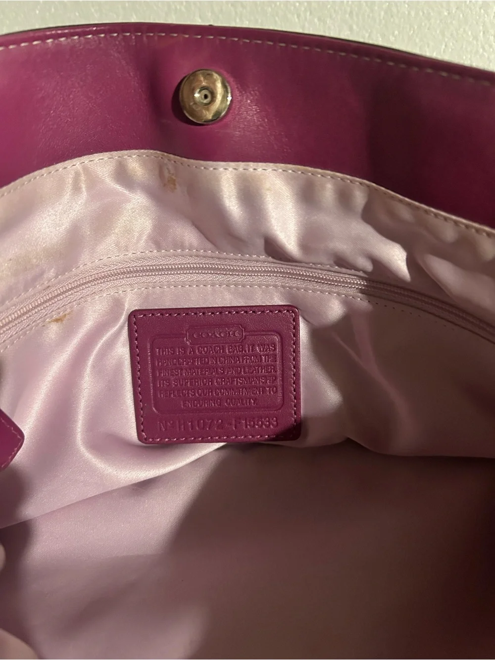 Vintage 2010 Coach Signature Canvas Shoulder Bag with Magenta Trim